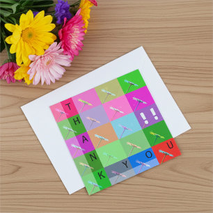 Cartão De Agradecimento Elegante Colorida Abstrato Daisy Floral Obrigado