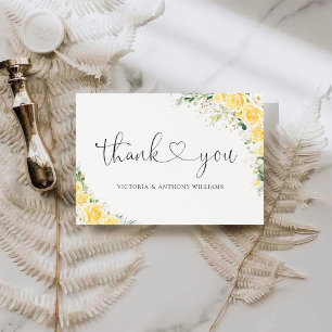 Cartão de Agradecimento Elegante com Floral Amarel