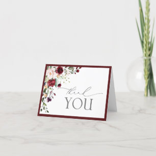 Cartão de Agradecimento Elegante com Floral em Scr