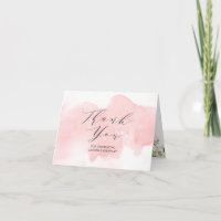 Elegante Cor de Água Rosa Espelhada Obrigado