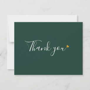 Cartão De Agradecimento Elegante Coração Dourado em Verde Esmeralda Estilo