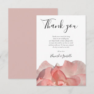 Cartão De Agradecimento Elegante Coral Rosa Floral Casamento 