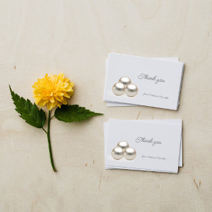 Cartão De Agradecimento Elegante de Casamento de Colar de Pérolas