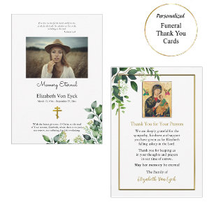 Cartão De Agradecimento Elegante Deixa Ortodoxo Memorial de Foto Cristã