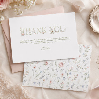 Cartão De Agradecimento elegante delicado floral primavera NOIVA obrigada