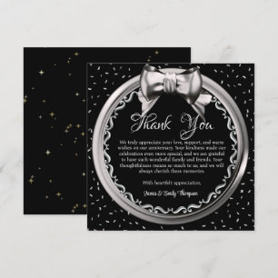 Cartão De Agradecimento Elegante Design de Aniversário de Casamento Preto