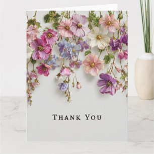 Cartão De Agradecimento Elegante design de "Obrigado" com flores pendurada