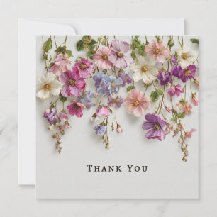 Cartão De Agradecimento Elegante design de "Obrigado" com flores pendurada
