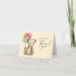 Cartão de agradecimento elegante do urso de aquare