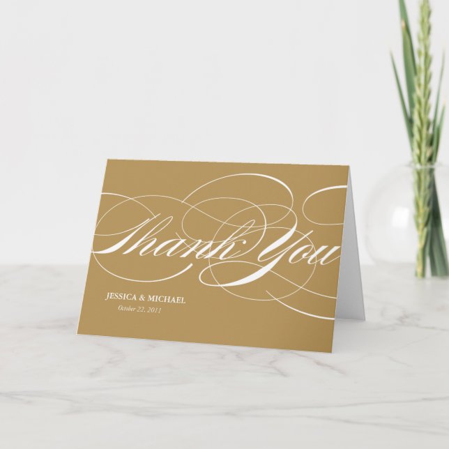 Cartão de Agradecimento Elegante - Dourado (Frente)