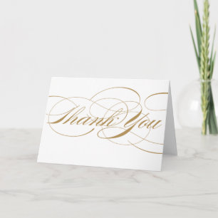 Cartão de Agradecimento Elegante - Dourado