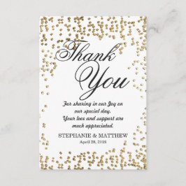 Cartão De Agradecimento Elegante e Simples Faux Dourada Confetti