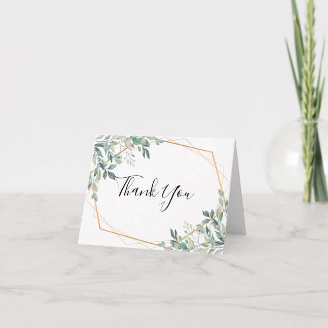 Cartão de Agradecimento Elegante Eucalipto Verde D (Frente)