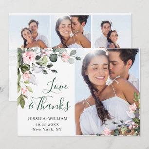 Cartão De Agradecimento Elegante Eucalyptus Blush Roses Rosa 4 FOTO