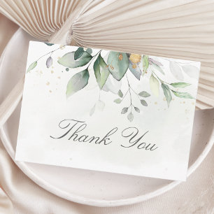 Cartão De Agradecimento Elegante Eucalyptus Deixa Casamento Dourado Greene