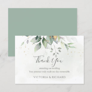 Cartão De Agradecimento Elegante Eucalyptus Deixa Casamento Dourado Greene