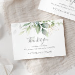 Cartão De Agradecimento Elegante Eucalyptus Deixa Casamento Dourado Verde<br><div class="desc">Belo casamento Obrigado cartas com aquarela eucalipto e folhas de ouro. Escolha perfeita para casamentos de primavera e jardins de verão.</div>