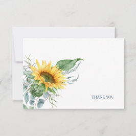 Cartão De Agradecimento Elegante Flor de Girassol Eucalipto Floral