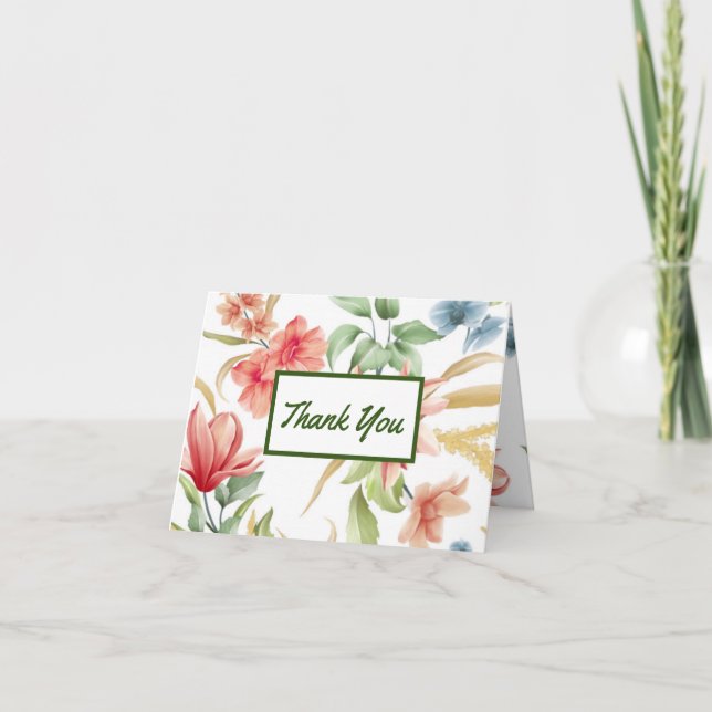 Cartão De Agradecimento Elegante Floral (Frente)