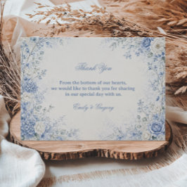 Cartão De Agradecimento Elegante Floral Azul de Inverno Graça