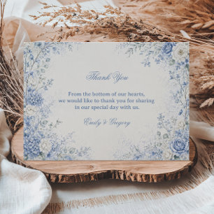 Cartão De Agradecimento Elegante Floral Azul de Inverno Graça