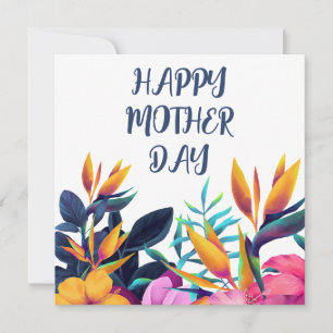 Cartão De Agradecimento Elegante Floral Feliz Dia das Mães Personalizado