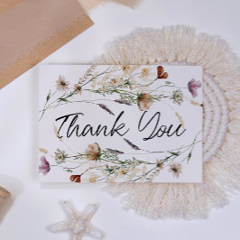 Cartão De Agradecimento Elegante Floral Minúsculo Botânico Vintage