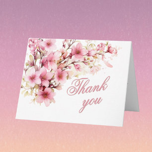 Cartão De Agradecimento Elegante Floral Rosa Aquarela Orçamento Aposentado