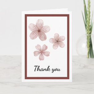 Cartão De Agradecimento Elegante Floral Rosa Suave Botânica Minimalista