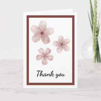 Cartão De Agradecimento Elegante Floral Rosa Suave Botânica Minimalista
