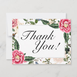 Cartão De Agradecimento Elegante Floral Vintage Botanicals Aniversário