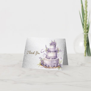 Cartão De Agradecimento Elegante Floral Watercolor de Lavanda de Bolo do P