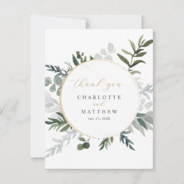 Cartão De Agradecimento Elegante Folhagem Dourada