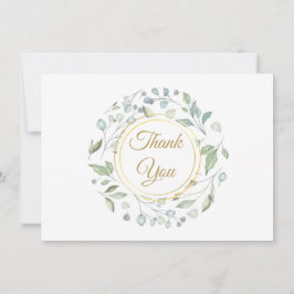 Cartão De Agradecimento Elegante Folhagem Dourada em Rascunho