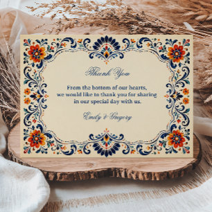 Cartão De Agradecimento Elegante Folk Botânico Mexicano