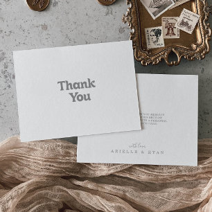 Cartão De Agradecimento Elegante Formal Minimalista Plano Casamento