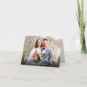 Cartão De Agradecimento Elegante Foto de Casamento Agradecida para Sempre