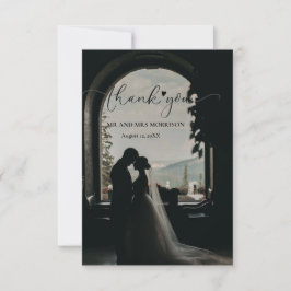 Cartão De Agradecimento elegante foto de casamento com escrita única e man
