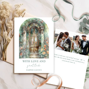Cartão De Agradecimento Elegante Foto de Casamento no Jardim Botânico Terr