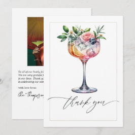 Cartão De Agradecimento Elegante Foto de Chuveiro de Noiva de Cocktail Ros