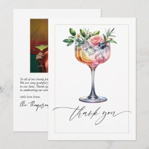 Cartão De Agradecimento Elegante Foto de Chuveiro de Noiva de Cocktail Ros