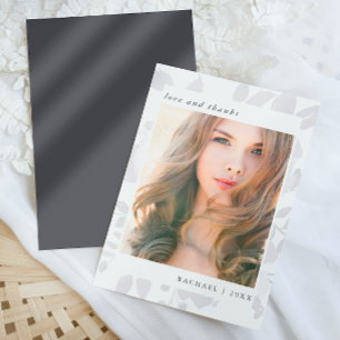 Cartão De Agradecimento Elegante Foto De Graduação Floral Obrigado