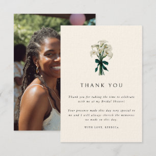 Cartão De Agradecimento Elegante Foto de Lírio de Calla Branco no Chá de N