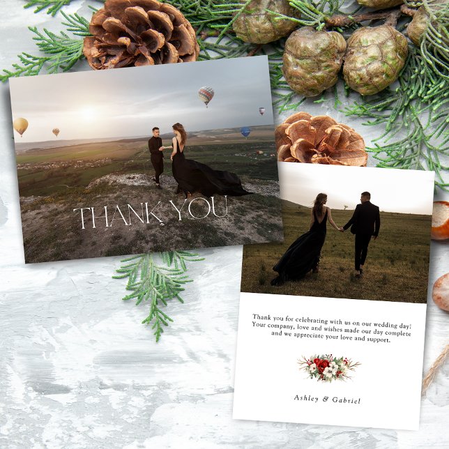 Cartão De Agradecimento Elegante Foto de Tipografia Moderna (Criador carregado)