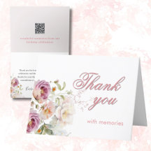 Elegante Foto QR Link Floral Aniversário de Qualqu
