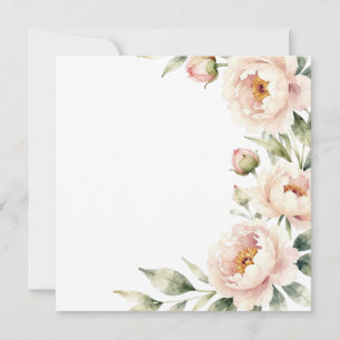 Cartão De Agradecimento Elegante fundo floral de peônia em aquarela rosada