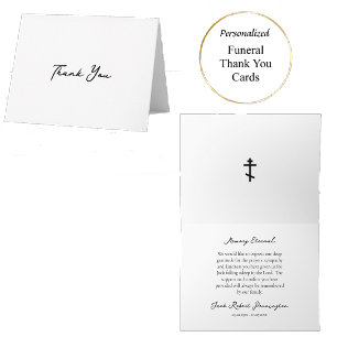 Cartão De Agradecimento Elegante Funeral Ortodoxo Cristão com Letra Simple