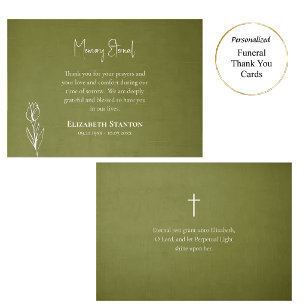 Cartão De Agradecimento Elegante Funeral Ortodoxo Cristão Oliva