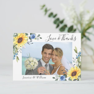 Cartão De Agradecimento Elegante Girassóis Eucalyptus Greenery FOTO