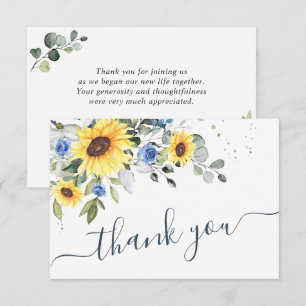 Cartão De Agradecimento Elegante Girassóis Eucalyptus Greenery Watercolor